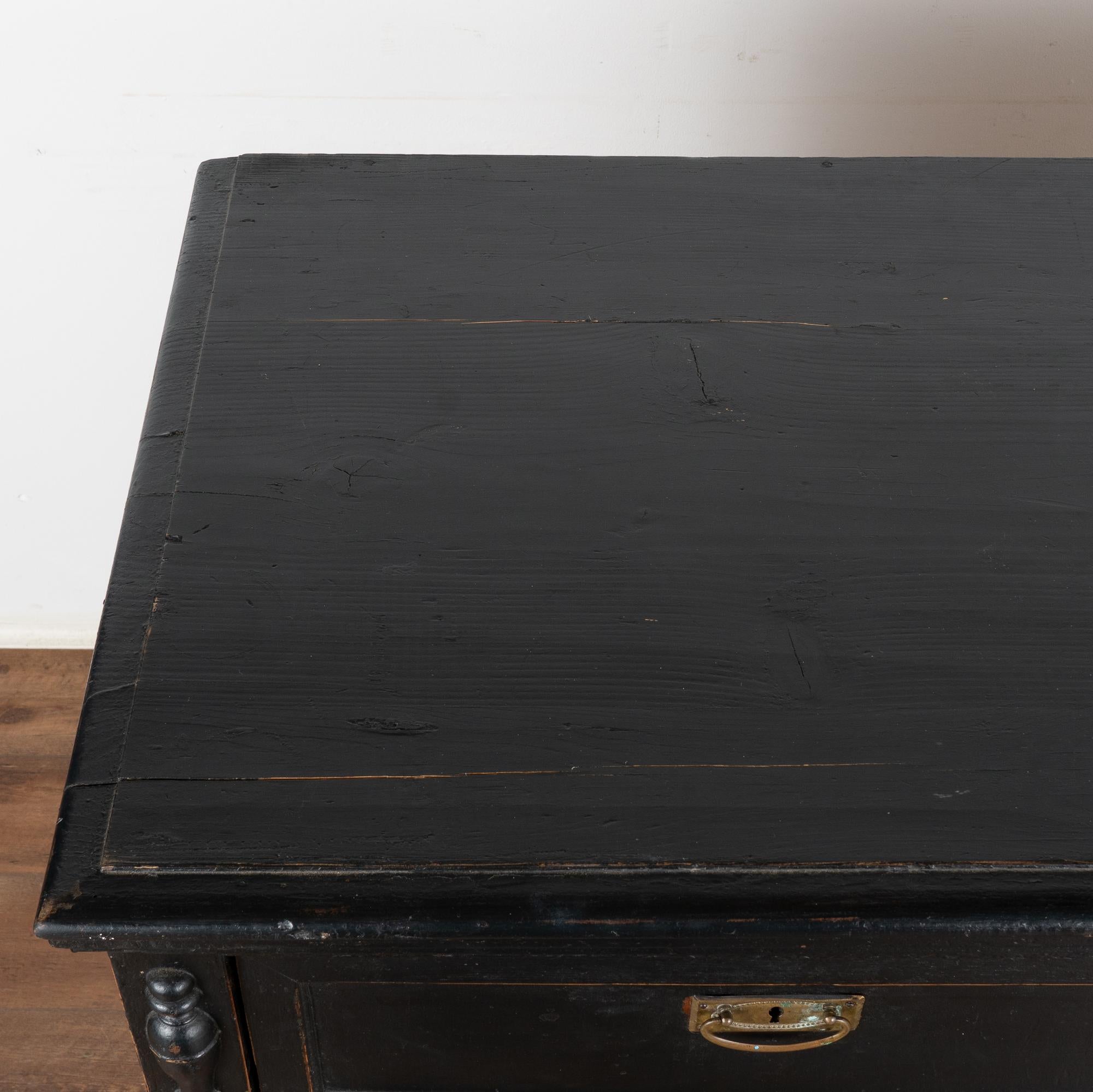 19th Century Large Black Painted Chest of Five Drawers, Circa 1890