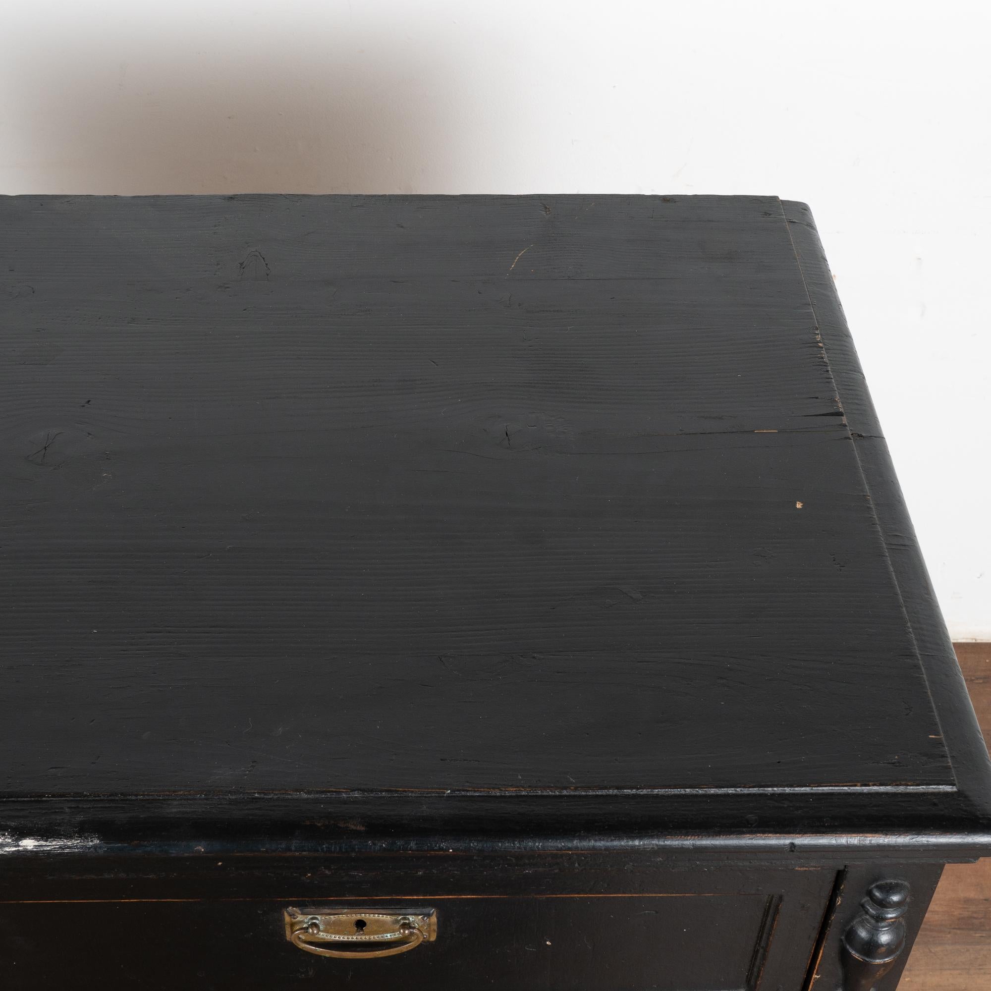 Pine Large Black Painted Chest of Five Drawers, Circa 1890