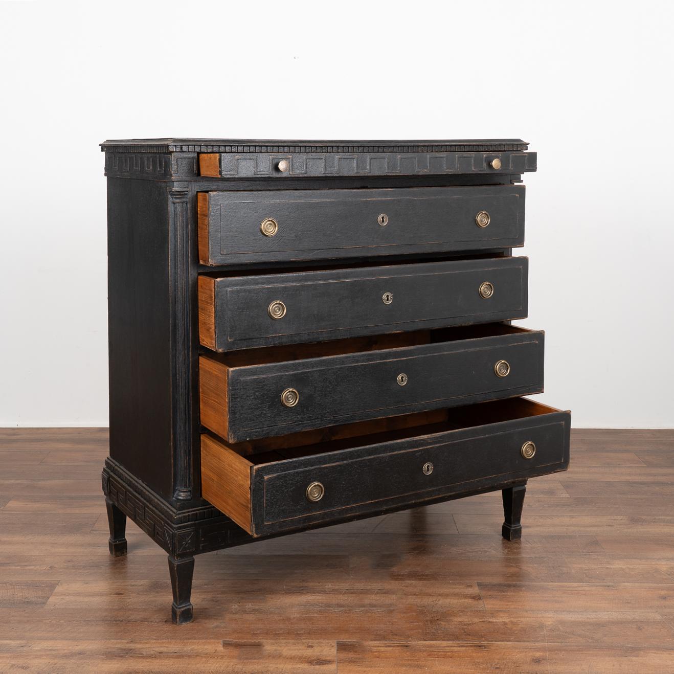Large Black Painted Chest of Five Drawers, Denmark circa 1790-1800 For ...