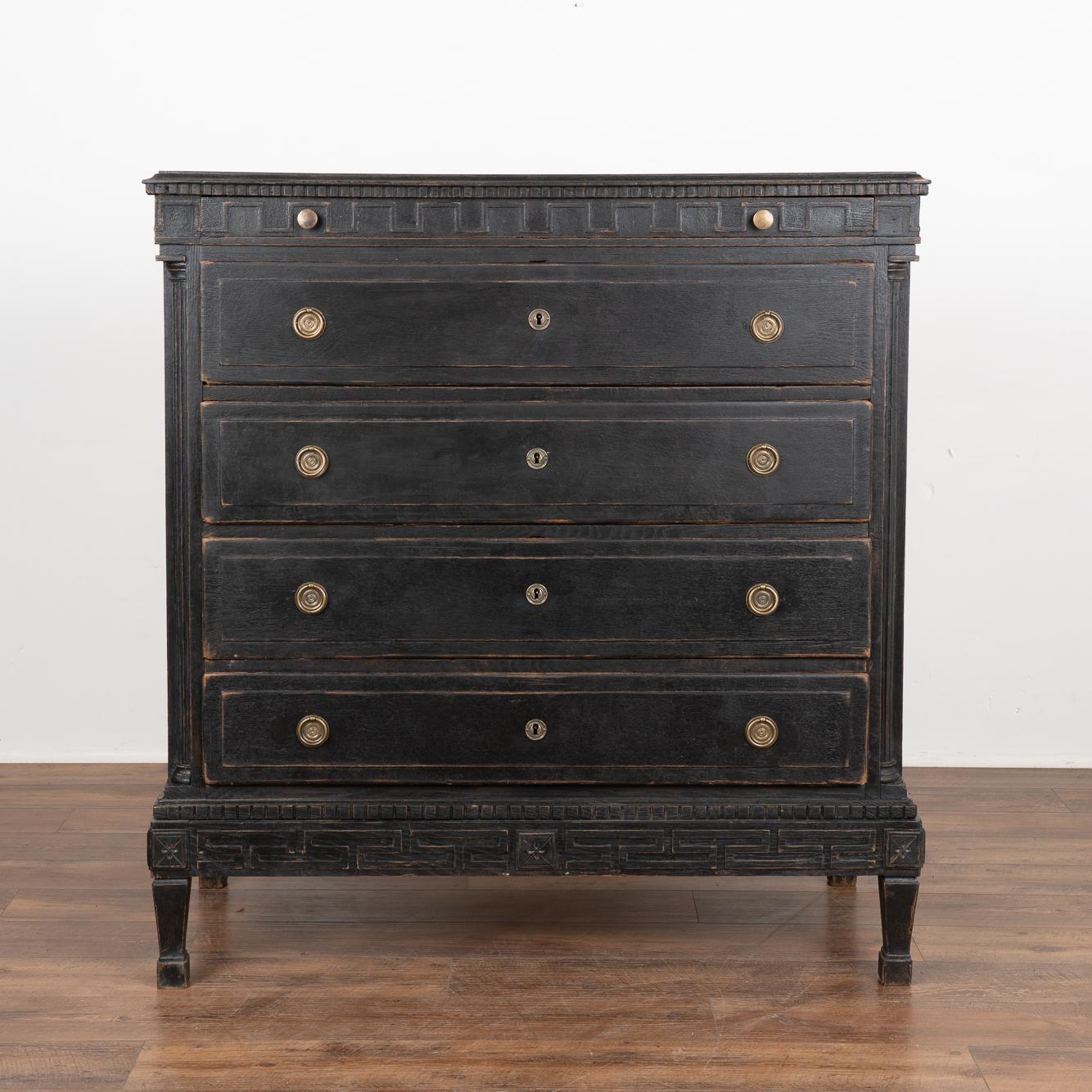 Large Black Painted Chest of Five Drawers, Denmark circa 1790-1800 For ...