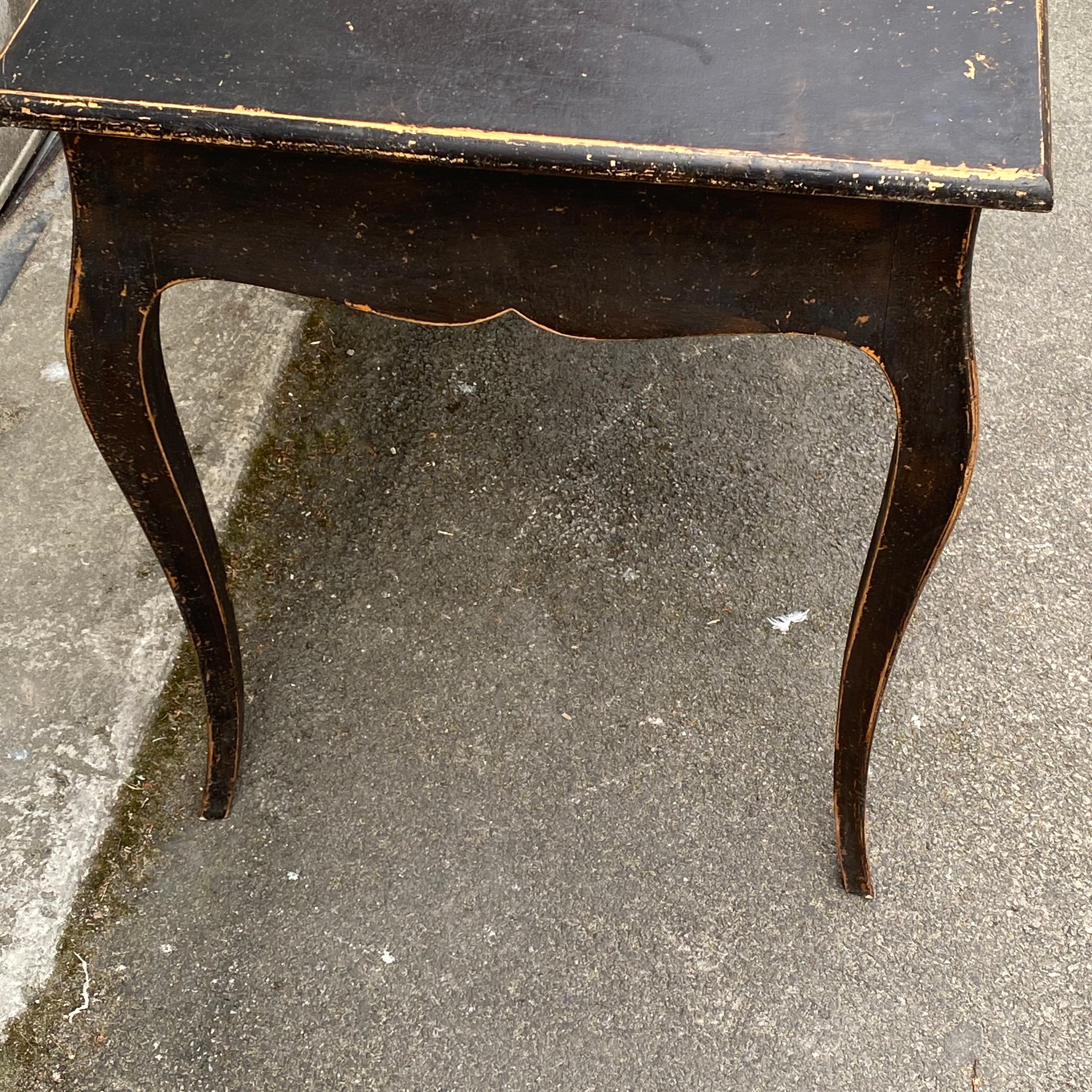 Large Black Painted Gustavian 3-Drawer Office Desk Table 10