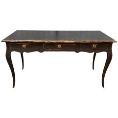 Large Black Painted Gustavian 3-Drawer Office Desk Table