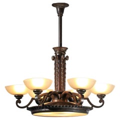 Used large black patina bonze chandelier from the 30/40's