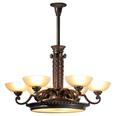 Vintage large black patina bonze chandelier from the 30/40's