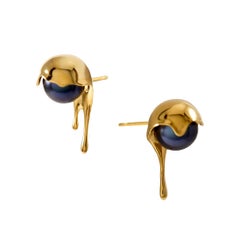 Melting Black Pearl 24k Gold Vermeil Earrings