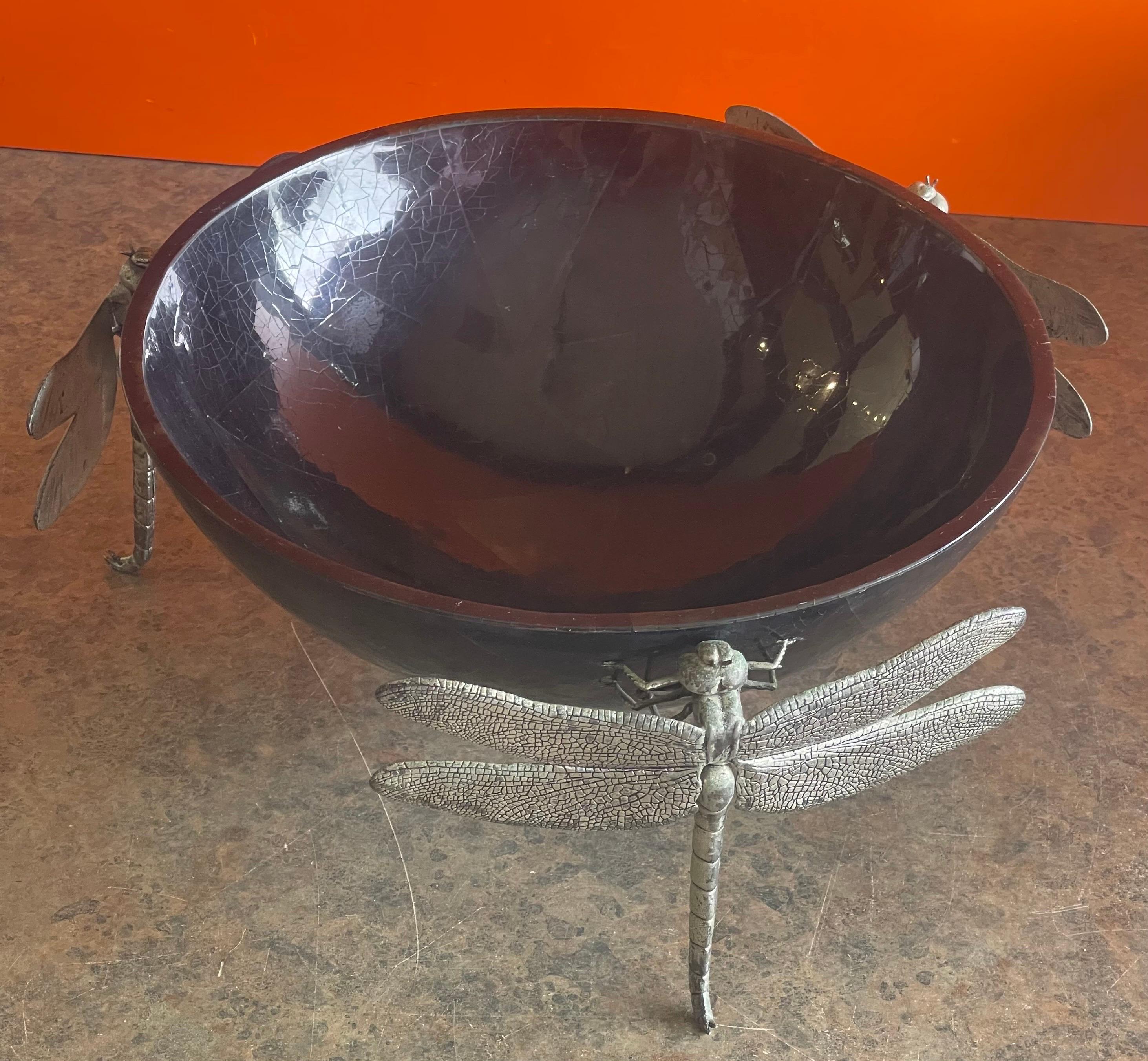 Large Black Pen Shell Centerpiece Bowl with Dragonfly Feet 2