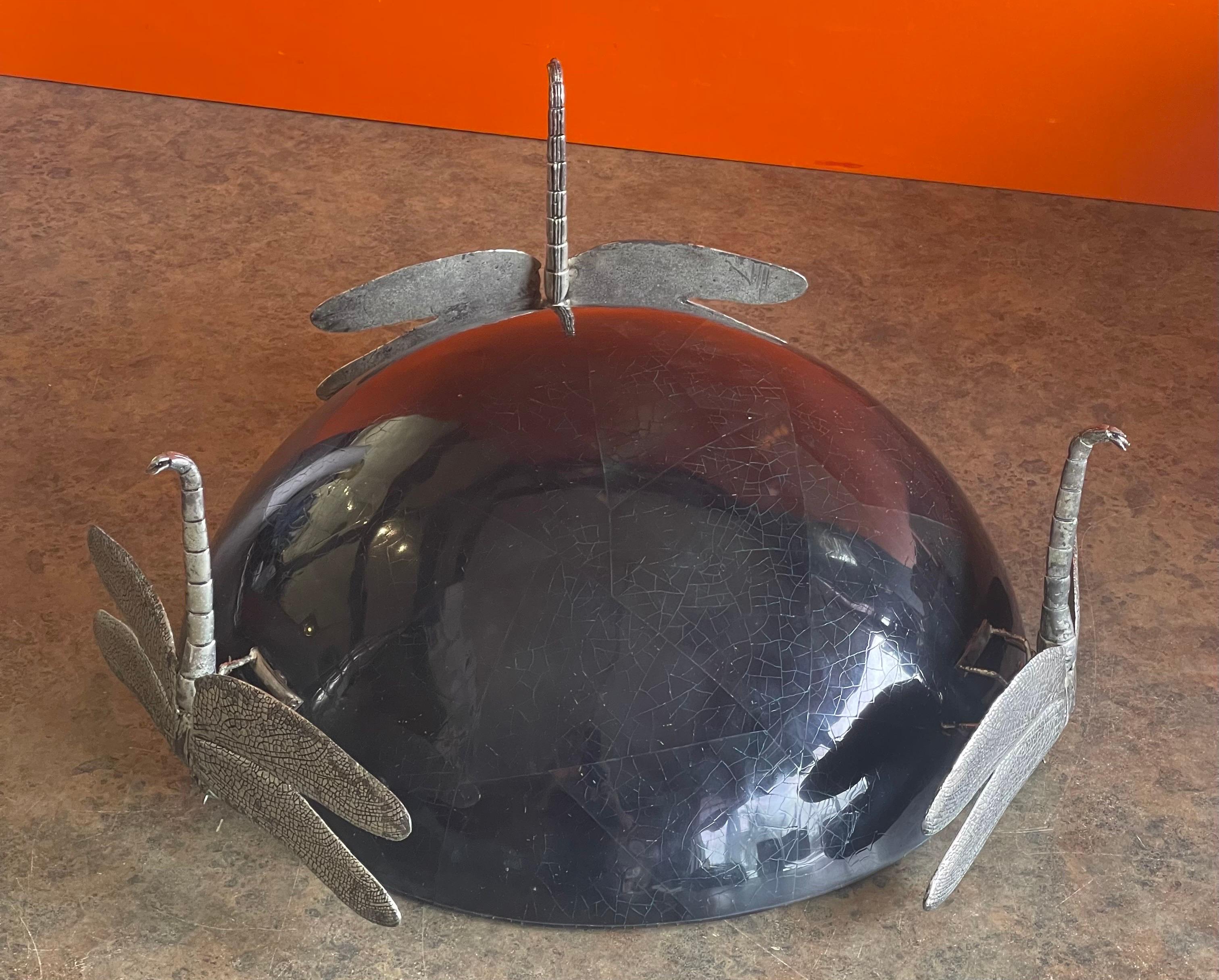 Large Black Pen Shell Centerpiece Bowl with Dragonfly Feet 3
