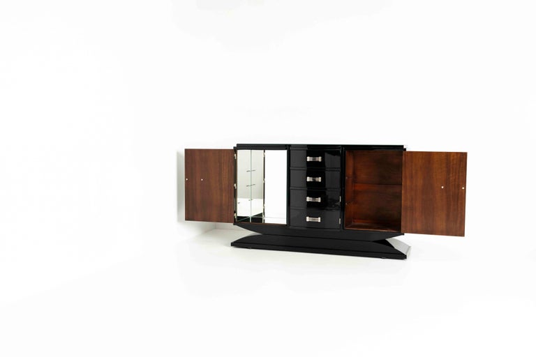 Mid-20th Century Large Black Piano Lacquered Art Deco Cabinet, Germany, 1930s For Sale