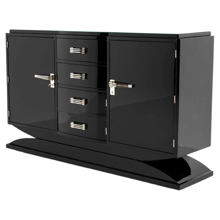 Large Black Piano Lacquered Art Deco Cabinet, Germany, 1930s For Sale