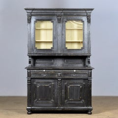 Large Black Pine Cupboard, 1900s