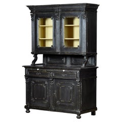 Large Black Pine Cupboard, 1900s