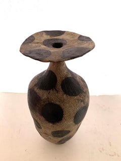 Large Black Polka Dot Vase By Brenda Holzke, USA, Contemporary