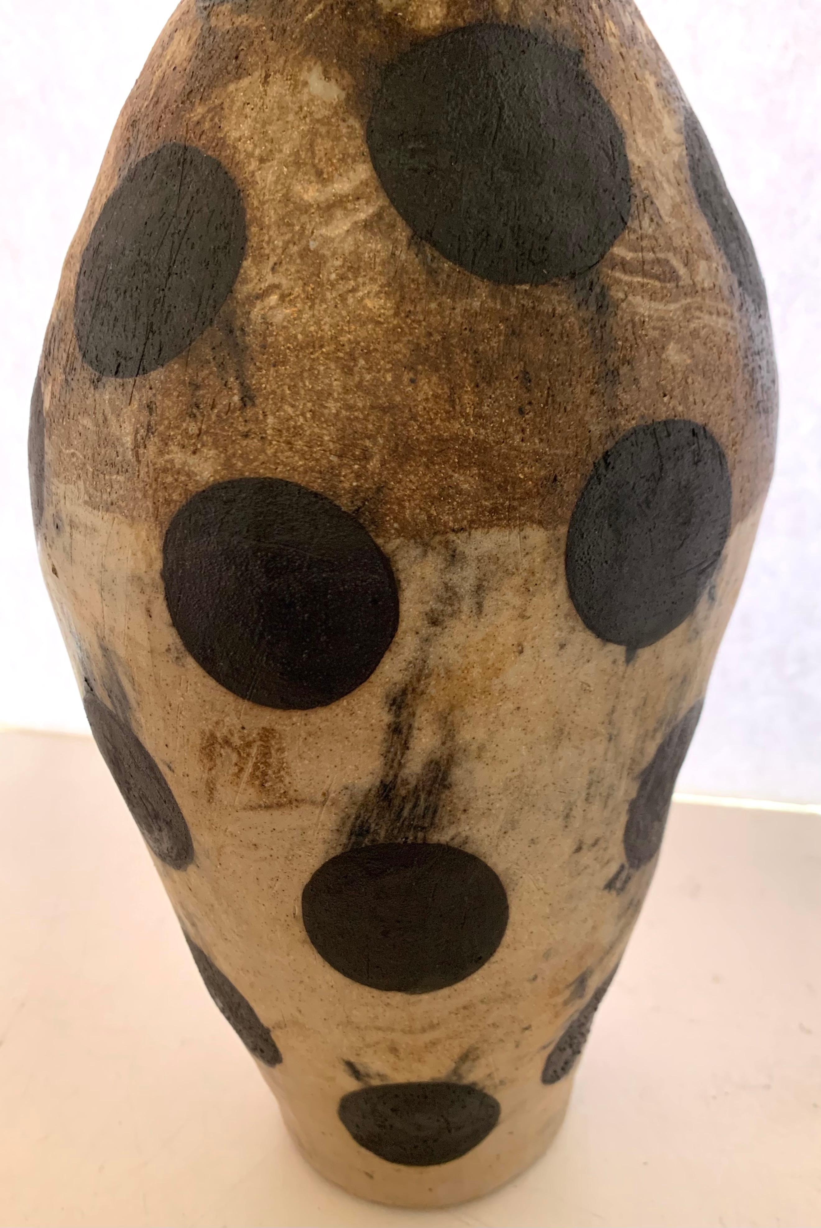 North American Large Black Polka Dot Vase By Brenda Holzke, USA, Contemporary