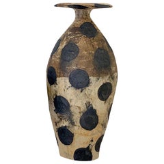 Large Black Polka Dot Vase By Brenda Holzke, USA, Contemporary