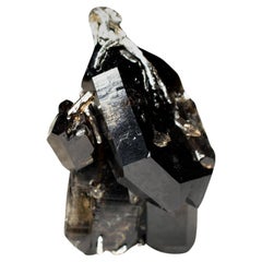 Large Quartz Noir Morion Argent Pendentif Cristal Noir Pierre Naturelle