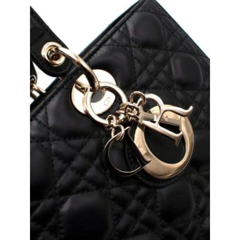 Large Black Quilted Lady Dior Bag For Sale 2