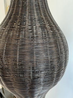 Large Black Rattan Pendant Light by Gasparucci Italo, 1980s