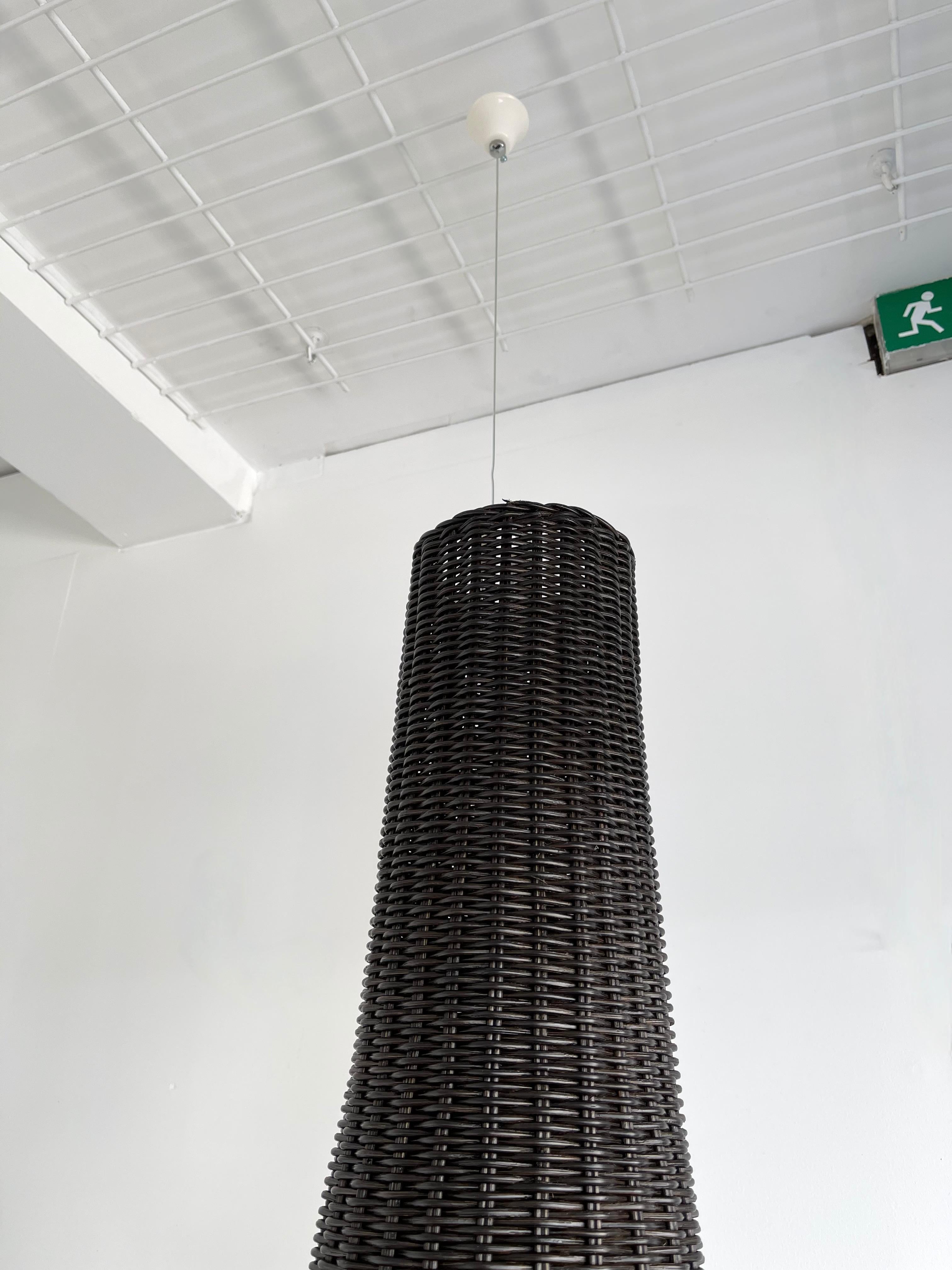 Large Black Rattan Pendant Light by Gasparucci Italo, 1980s 1