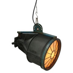 Large Black Rubber Vintage Industrial Clear Glass Hanging Spot Light