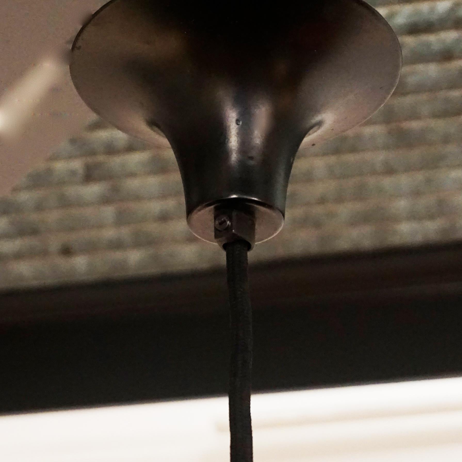 Aluminum Large Black Semi Pendant Lamp by Bonderup & Thorup for Fog & Mørup Denmark 1960s