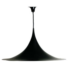 Large Black Semi Pendant Lamp by Bonderup & Thorup for Fog & Mørup Denmark 1960s