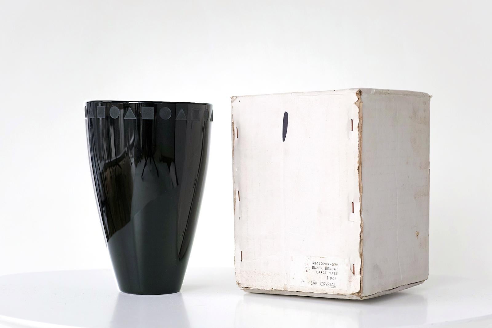 Crystal Large Black Sengai Vase by Ward Bennett