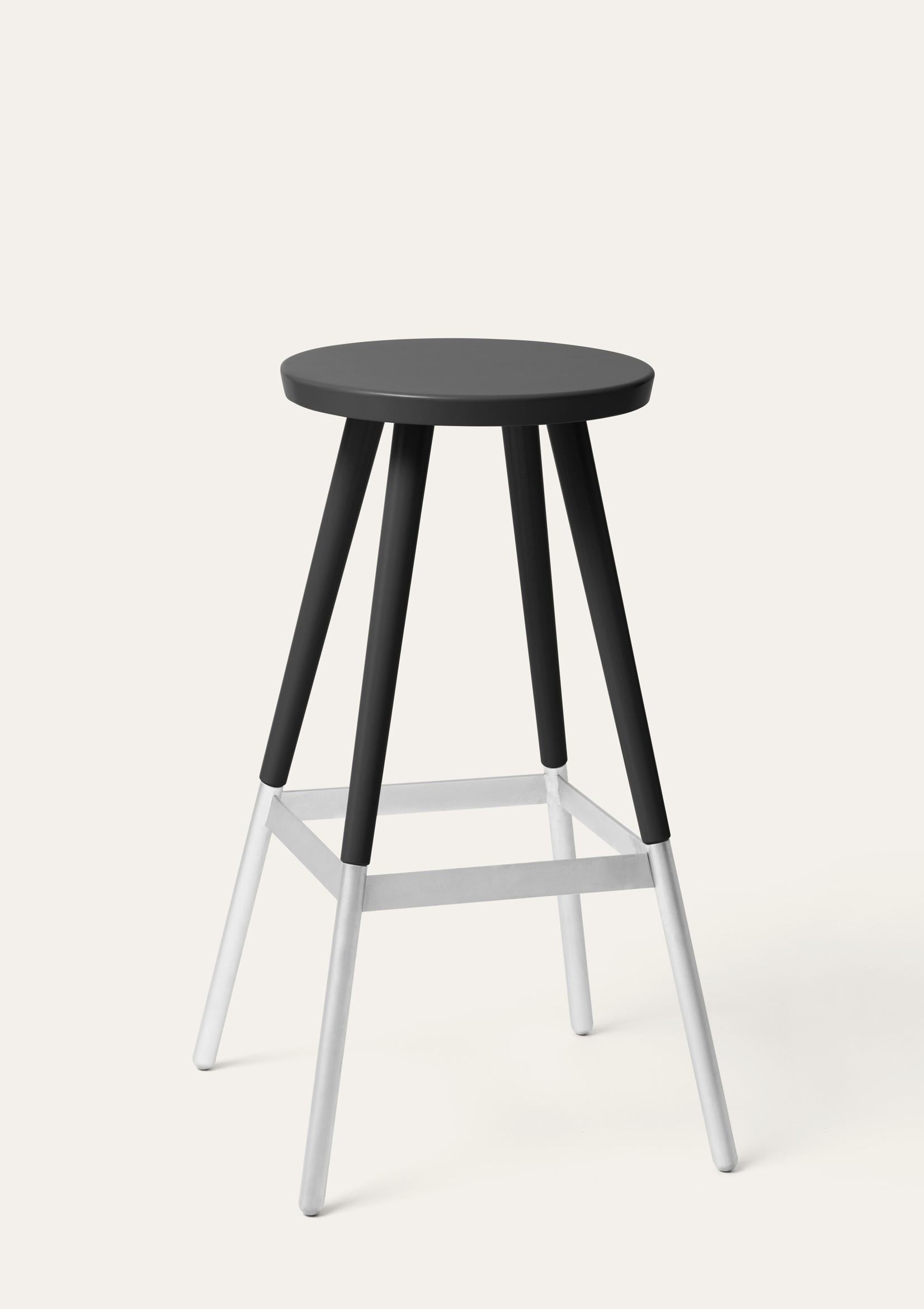 Large black Tupp stool by Storängen Design
Dimensions: D 45 x W 45 x H 82 cm
Materials: birch wood, nickel plated steel.
Also available in other colors and with backrest.

Give the bar some character! Tupp is avaliable in two heights, both with