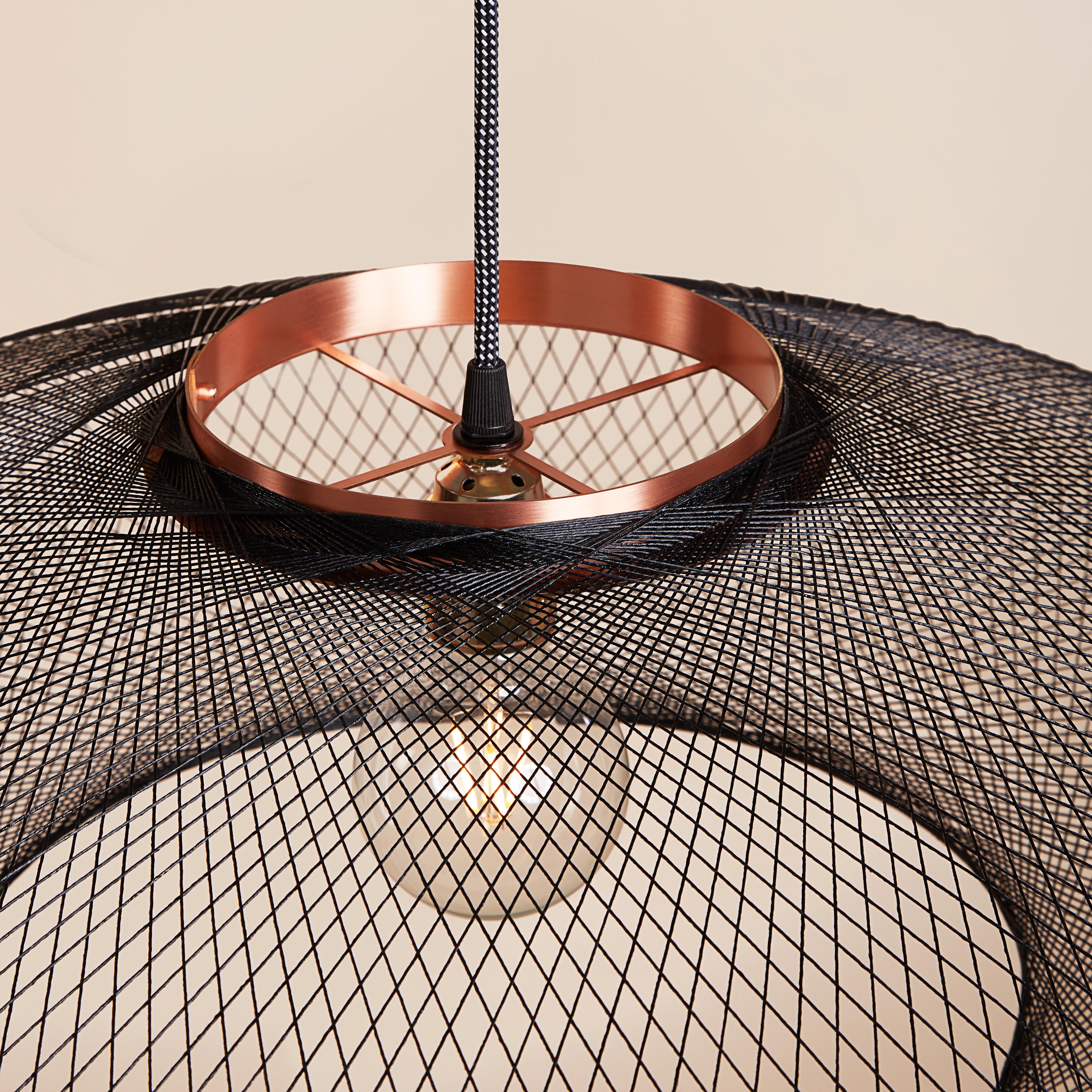 Large Black UFO Pendant Lamp by Atelier Robotiq For Sale 7