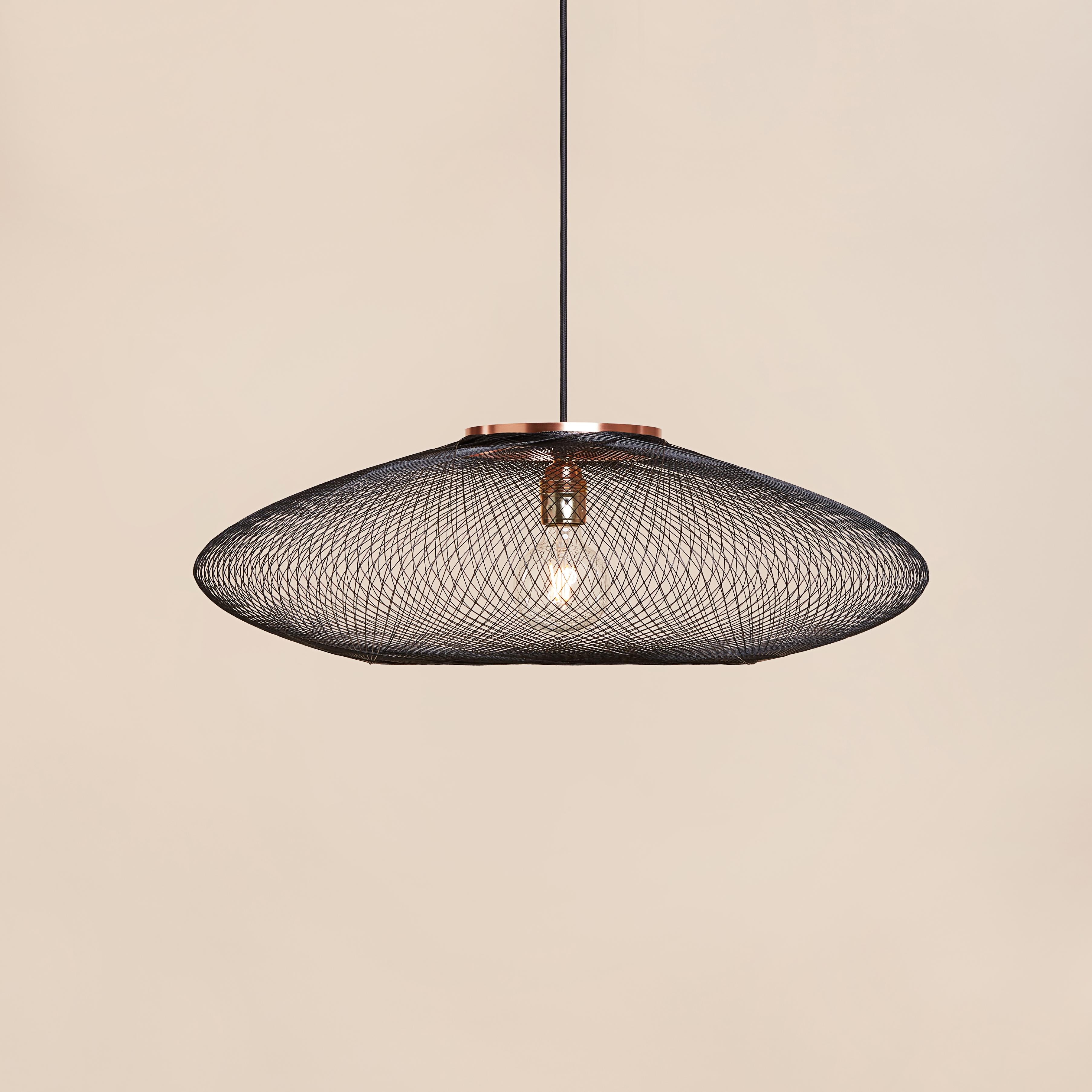 Post-Modern Large Black UFO Pendant Lamp by Atelier Robotiq For Sale