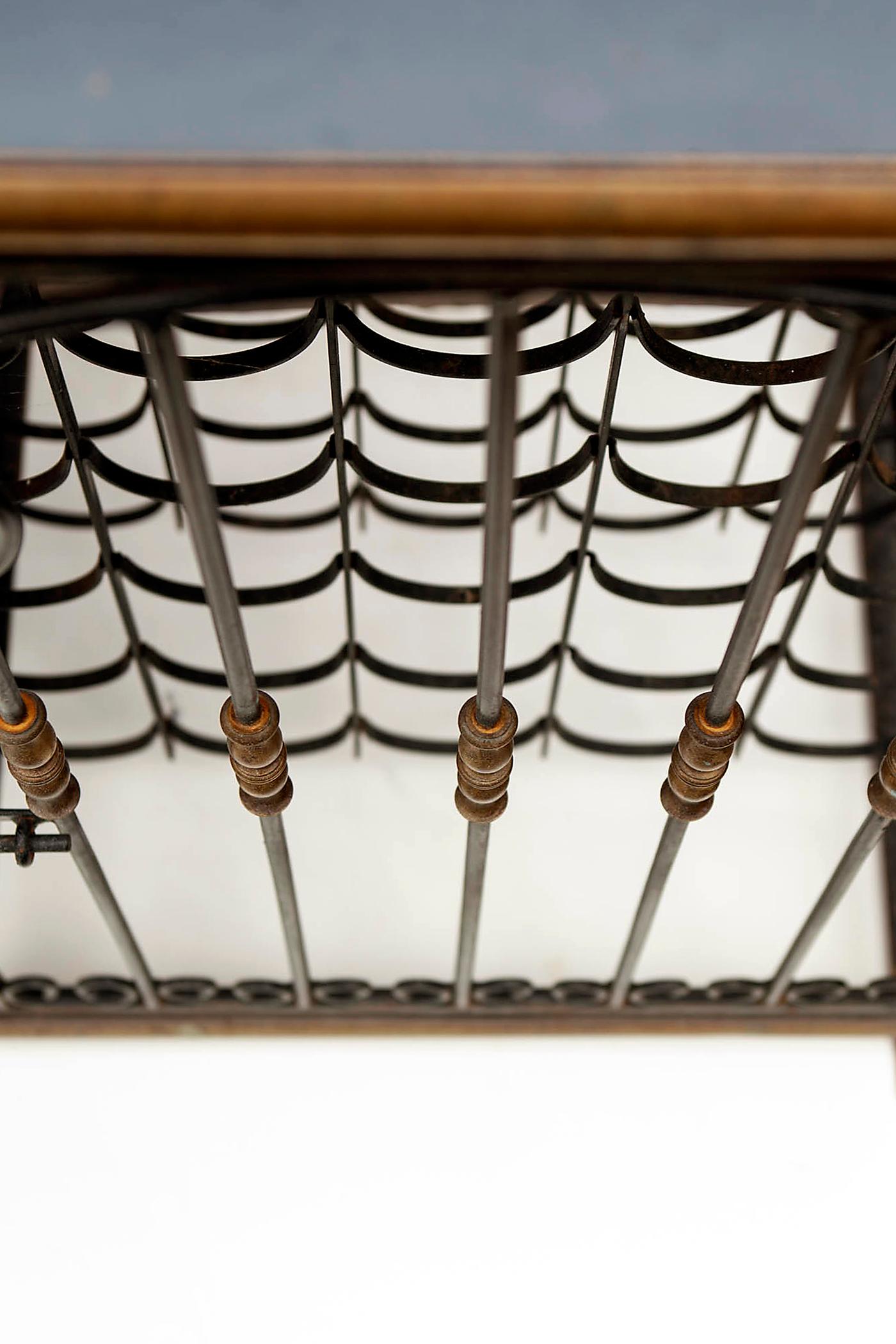 Large Black Wine & Bakers Rack in Iron & Brass 1