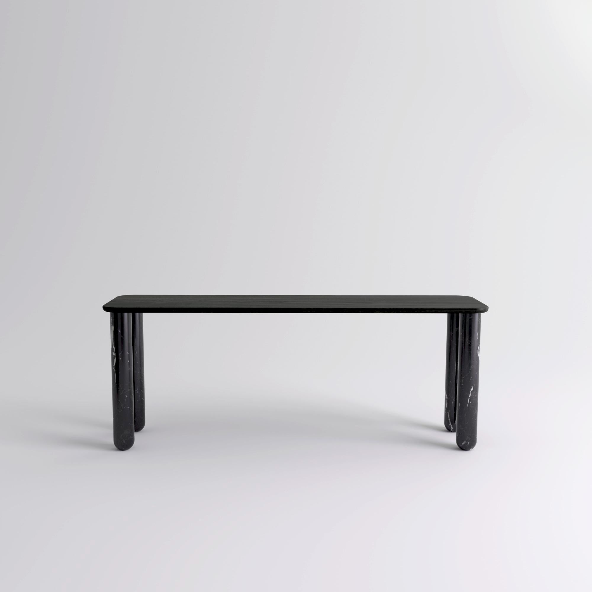 Großer Esstisch aus schwarzem Holz und schwarzem Marmor 