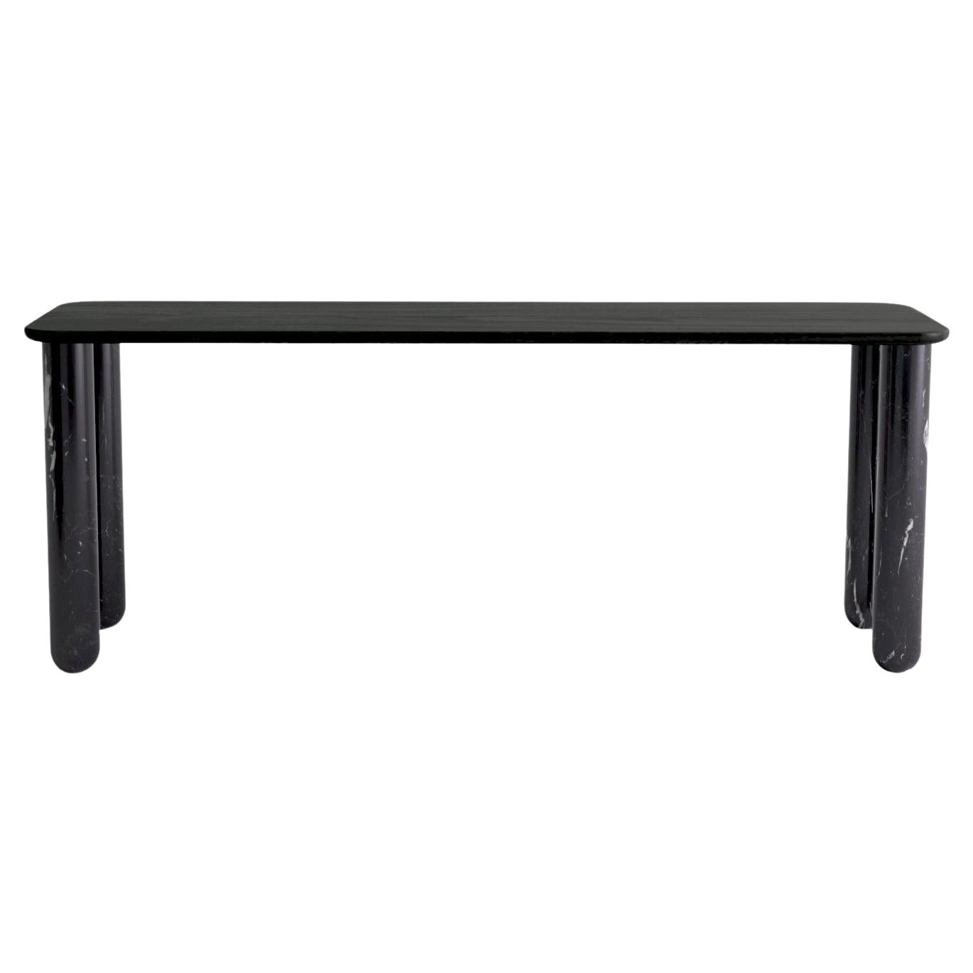 Large Black Wood and Black Marble "Sunday" Dining Table, Jean-Baptiste Souletie For Sale