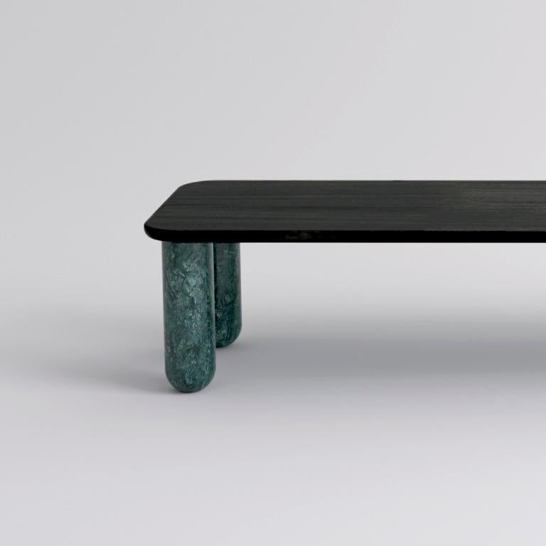 Modern Large Black Wood and Green Marble 
