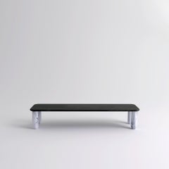 Large Black Wood and White Marble "Sunday" Coffee Table, Jean-Baptiste Souletie