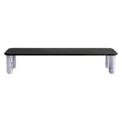 Large Black Wood and White Marble "Sunday" Coffee Table, Jean-Baptiste Souletie