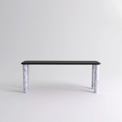 Large Black Wood and White Marble "Sunday" Dining Table, Jean-Baptiste Souletie