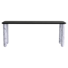 Gran mesa de comedor "Sunday" de madera negra y mármol blanco, Jean-Baptiste Souletie