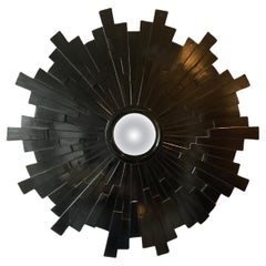 Grande Negro  Madera Sunburst Espejo Convexo