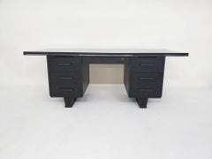 Large Black Wooden Executive Desk Attrb. to Blerk, 1960's