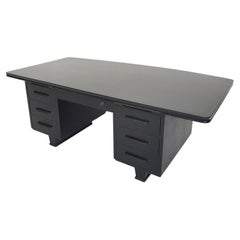 Used Large Black Wooden Executive Desk Attrb. to Blerk, 1960's