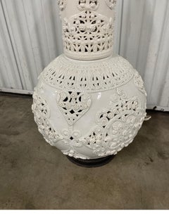 Large Rare Blanc de Chine Reticulated Italian Table Lamp