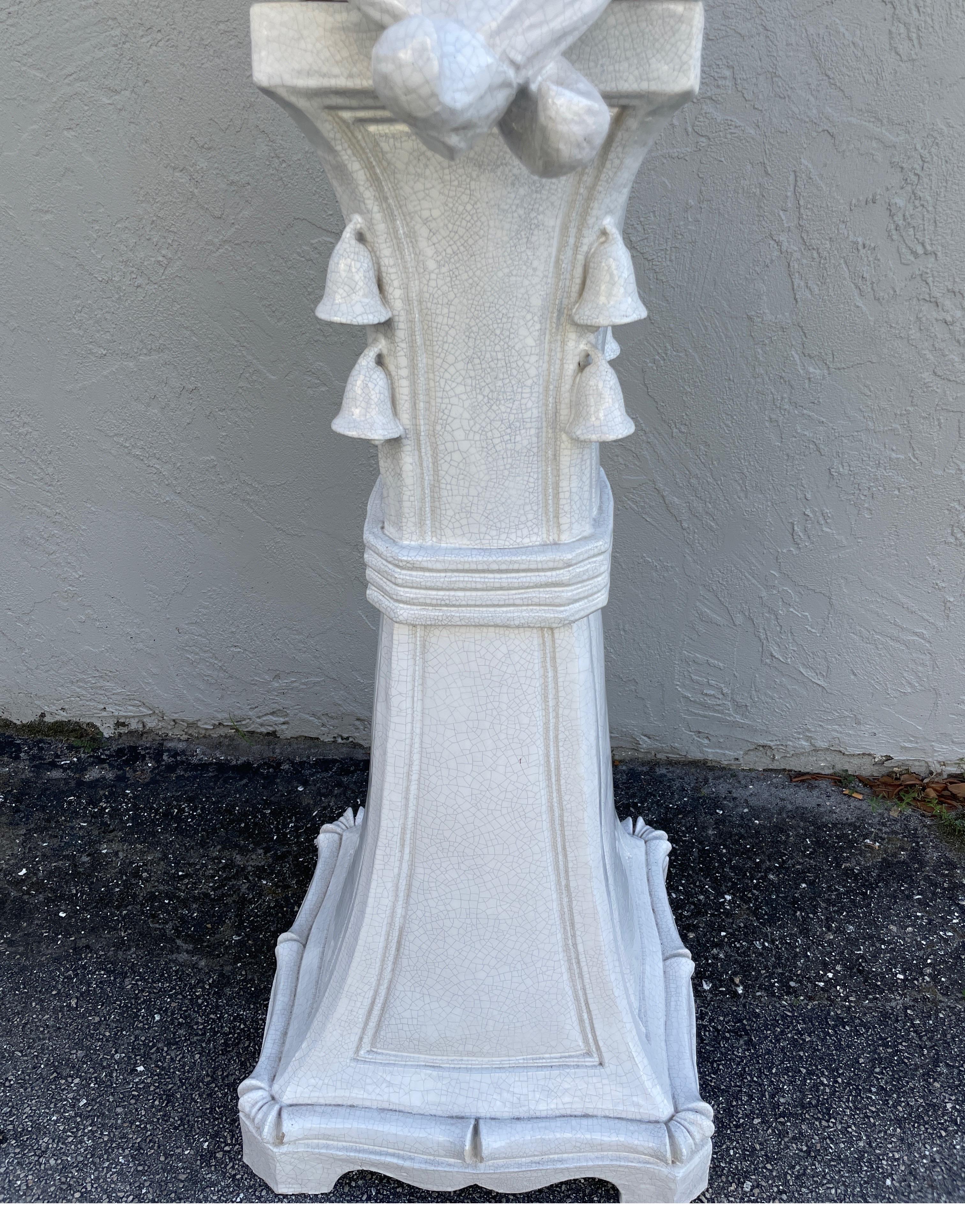 Large Blanc de Chine Chinoiserie Figure on Pedestal In Good Condition In West Palm Beach, FL