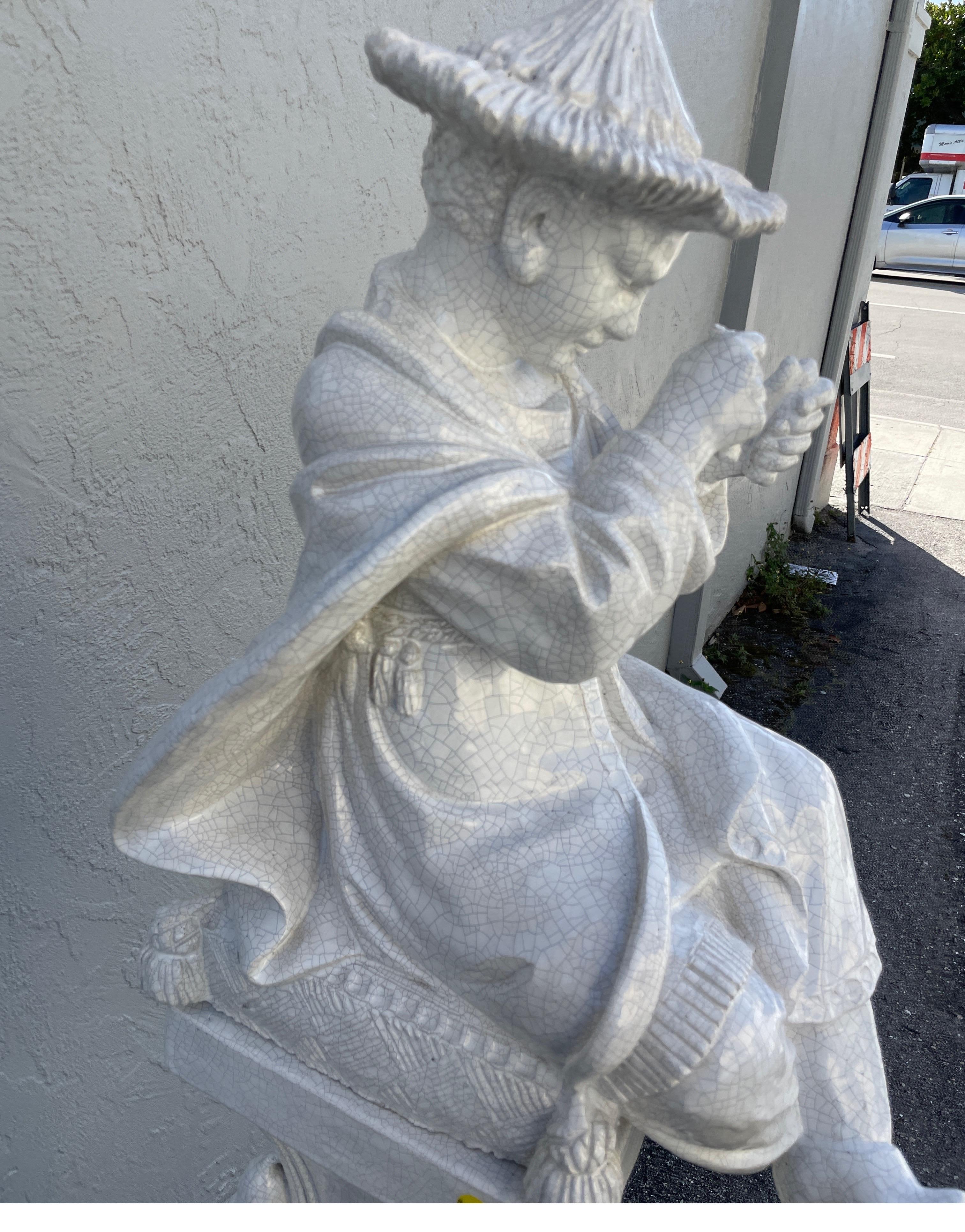 Large Blanc de Chine Chinoiserie Figure on Pedestal 1