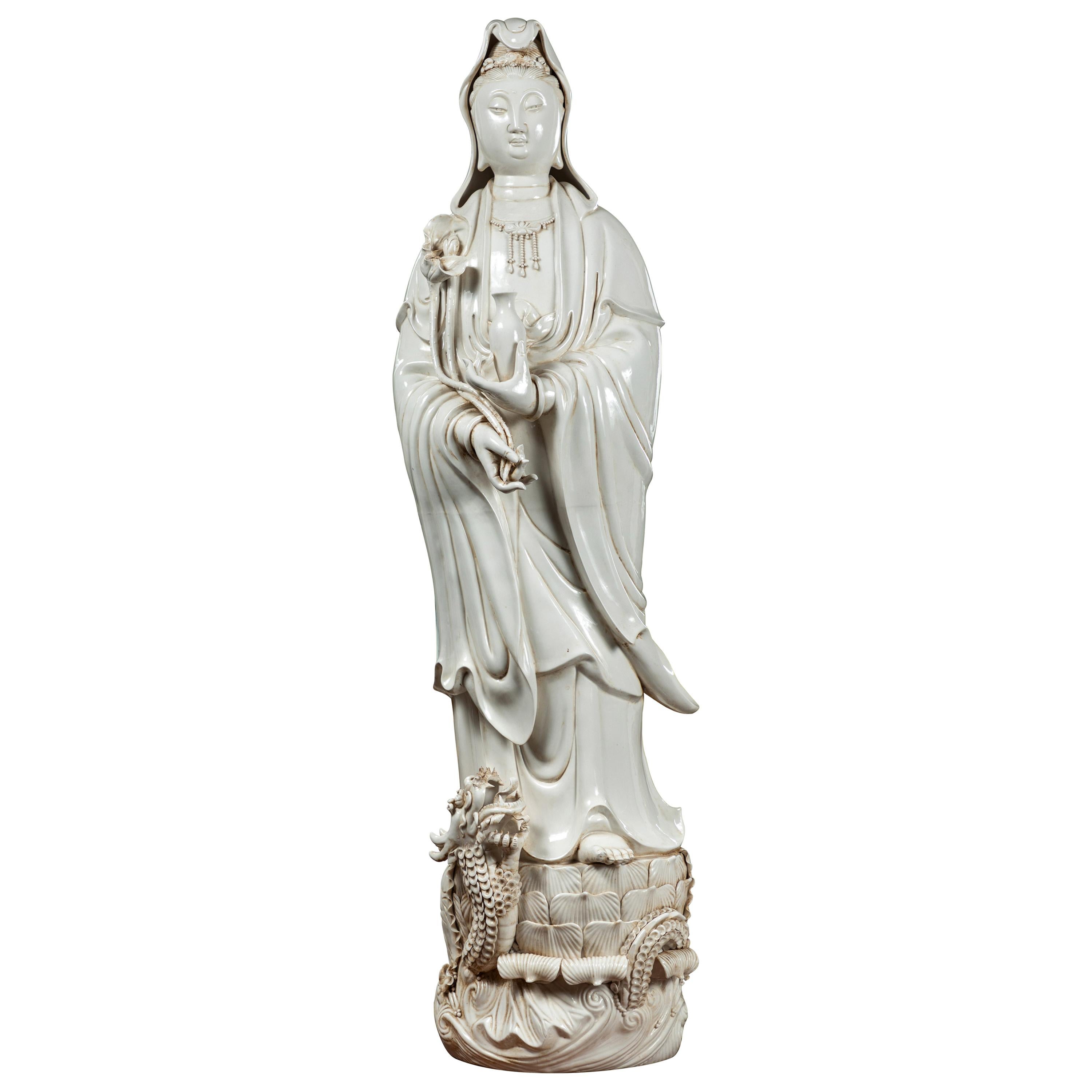 Large, Blanc de Chine Kwan Yin Figure