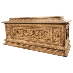 Large Bleached Italian Renaissance Style Cassone Trunk, circa 1900