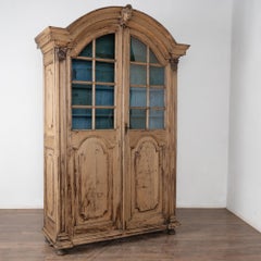 Large Bleached Oak Bookcase Display Cabinet from France