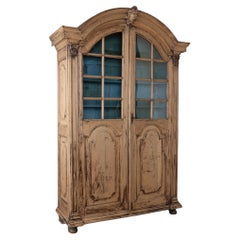 Grande vitrine de bibliothèque en chêne blanchi de France
