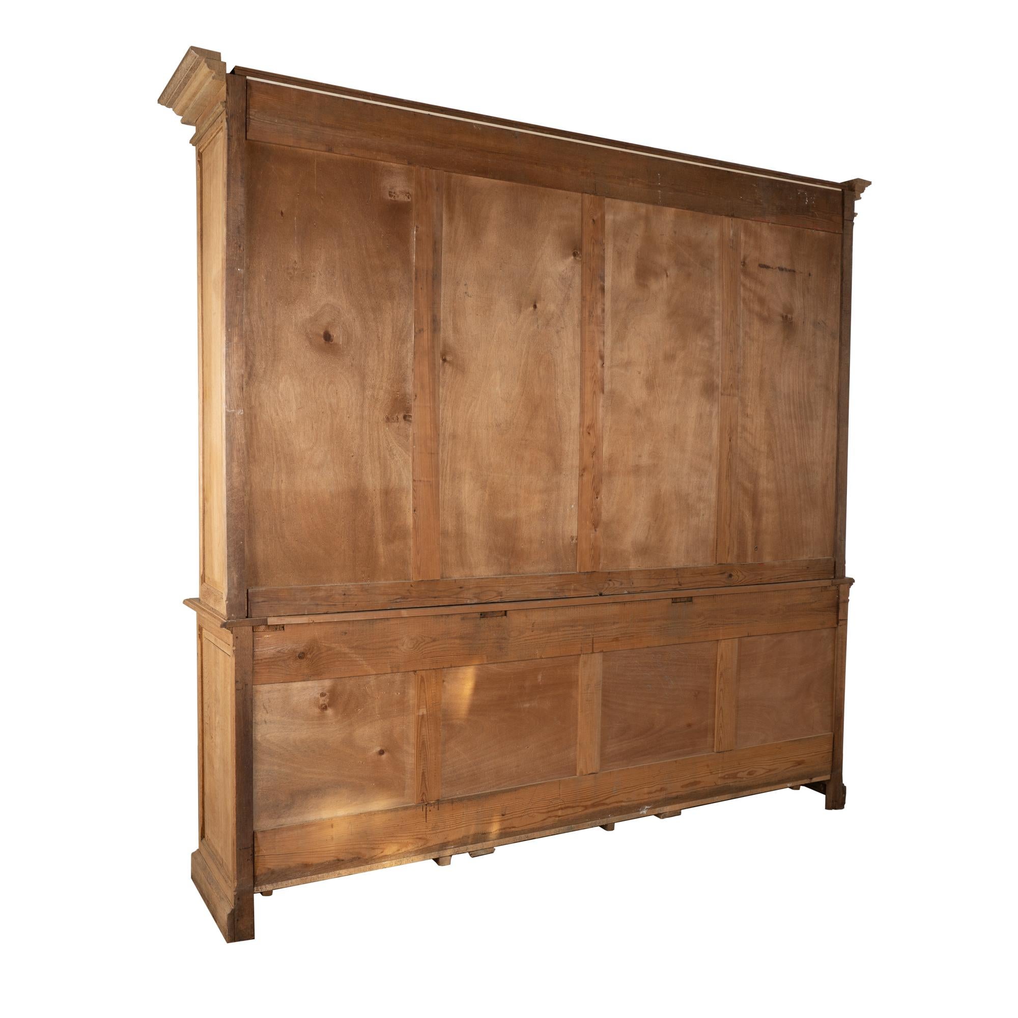 Large Bleached Oak Bookcase Display Cabinet With Adjustable Shelves, circa 1940 5