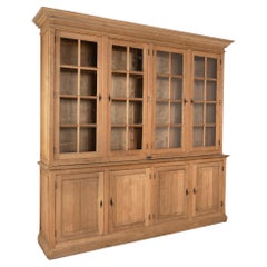 Retro Large Bleached Oak Bookcase Display Cabinet With Adjustable Shelves, circa 1940