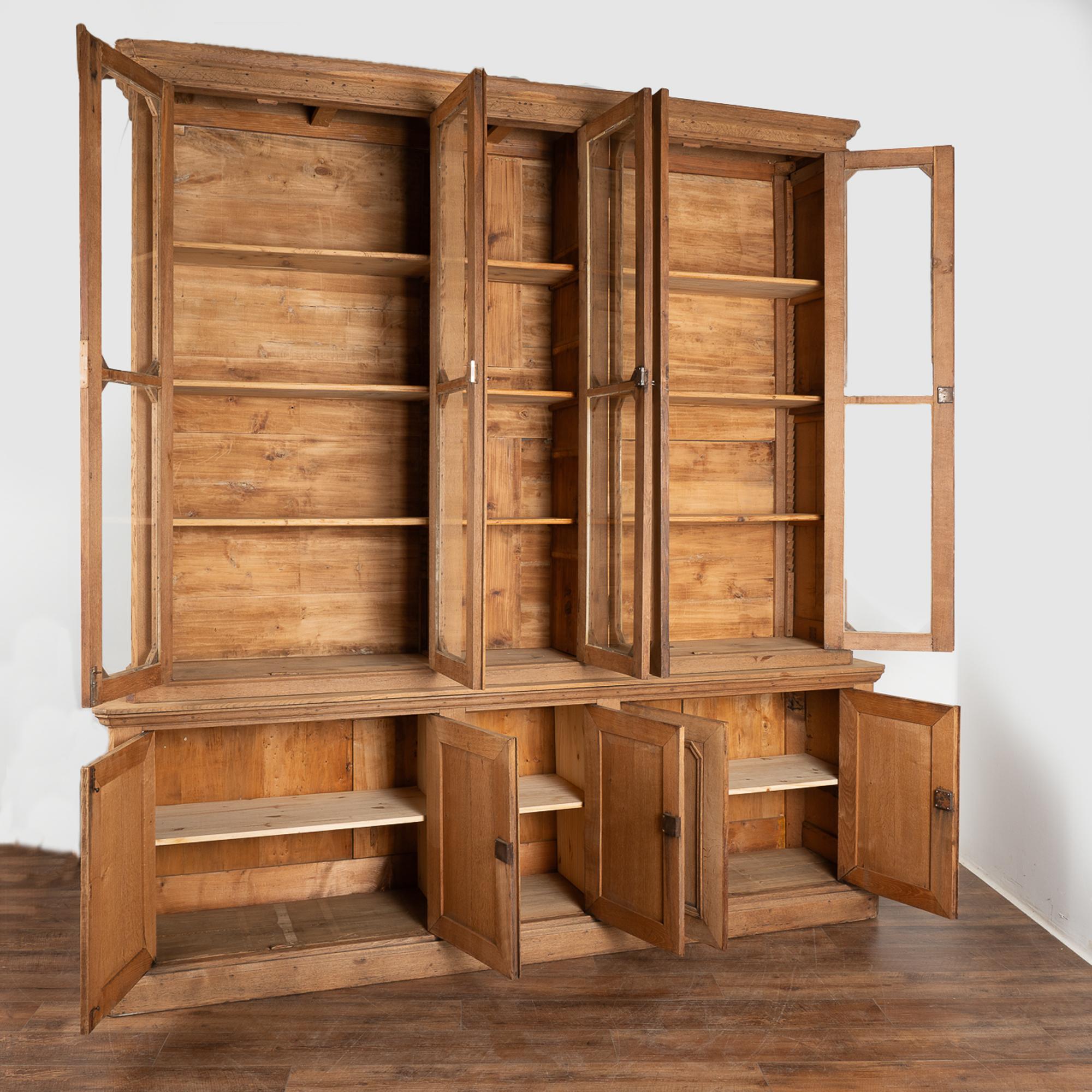 Country Large Bleached Oak Bookcase With Adjustable Shelves, France circa 1900-20
